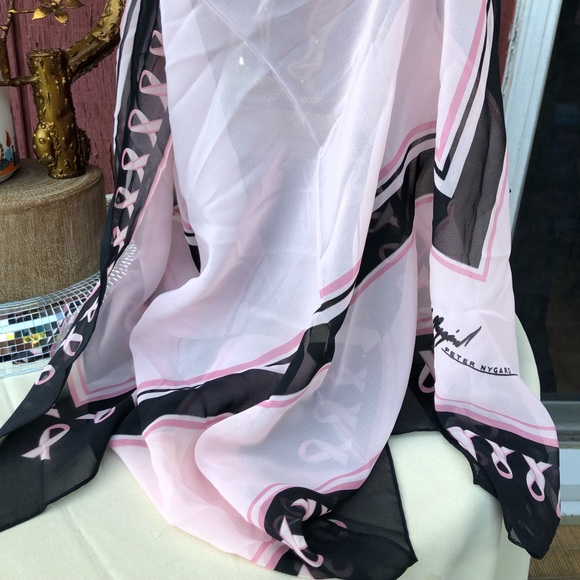 - Peter Nygard Sheer Pink ribbon campaign scarf - Picture 5 of 7